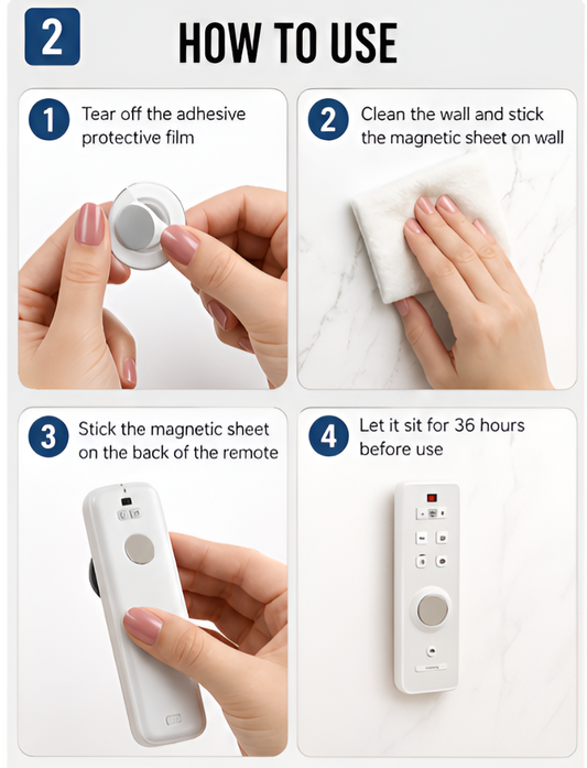 Pack of 5 Magnetic Wall Mounted Remote Holder – No Drill Self Adhesive Remote Organizer