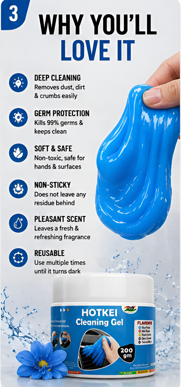 HOTKEI Cleaning Gel for Car Interior & Electronics | Reusable Dust Cleaner Slime for AC Vent, Keyboard, Dashboard & Gadgets | 200gm