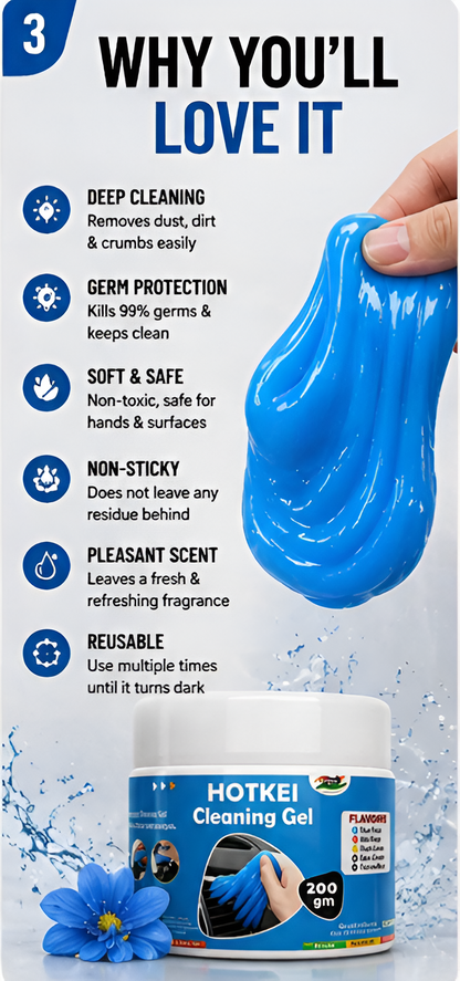 HOTKEI Cleaning Gel for Car Interior & Electronics | Reusable Dust Cleaner Slime for AC Vent, Keyboard, Dashboard & Gadgets | 200gm