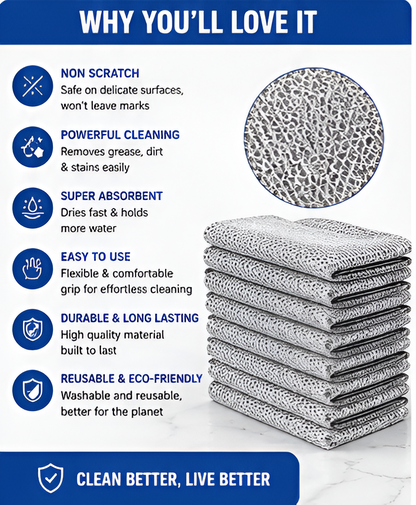 Non Scratch Dish Wash Cloth Pack of 20 | Reusable Steel Wire Dishwashing Cleaning Cloth for Kitchen & Cookware