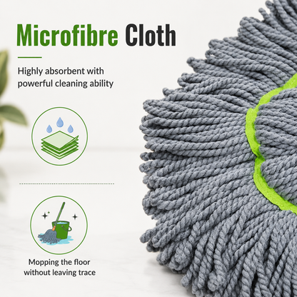Microfiber Mop Cleaner 360° Rotating Spin Mop with Stainless Steel Handle for Wet & Dry Floor Cleaning | Easy Squeeze Magic Mop for Home & Office (Pack of 1)