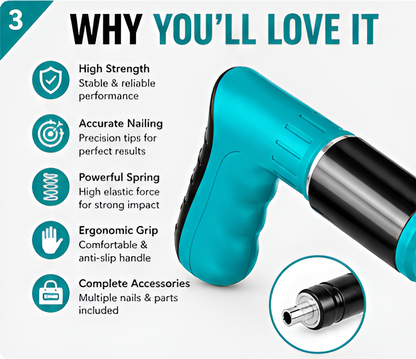 Heavy Duty Manual Nail Gun Tool with 20 Nails | Portable Concrete & Wall Fixing Steel Nail Shooter