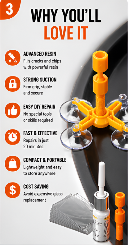 DIY Windshield Repair Kit | Car Glass Crack & Chip Repair Liquid Kit