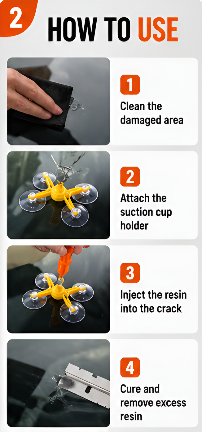 DIY Windshield Repair Kit | Car Glass Crack & Chip Repair Liquid Kit