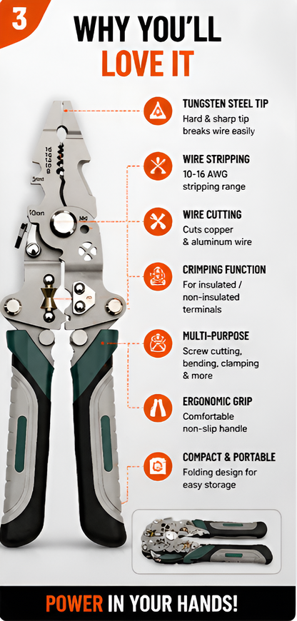 All-in-1 Multifunction Wire Stripper & Crimping Tool | Wire Cutter Cable Stripper Pliers