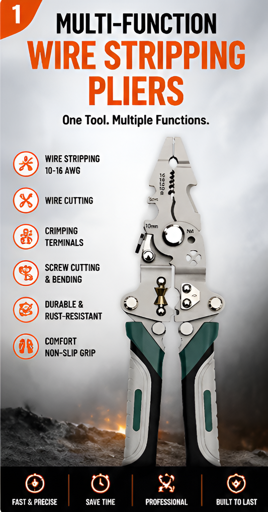 All-in-1 Multifunction Wire Stripper & Crimping Tool | Wire Cutter Cable Stripper Pliers