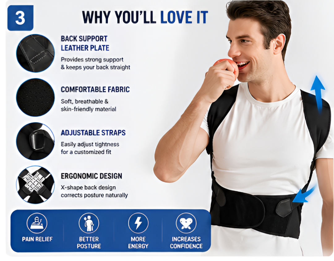 Posture Corrector Belt for Men & Women – Back Support & Shoulder Straightener Brace