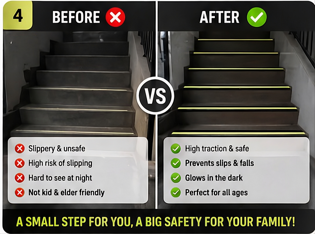 Anti-Slip Glow Safety Grip Tape – Waterproof Radium Adhesive Tape for Stairs, Floors & Walkways