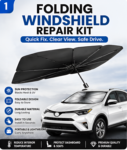 Delizpar Foldable Car Windshield Sun Shade Umbrella | UV Protection Heat Block Front Window Cover