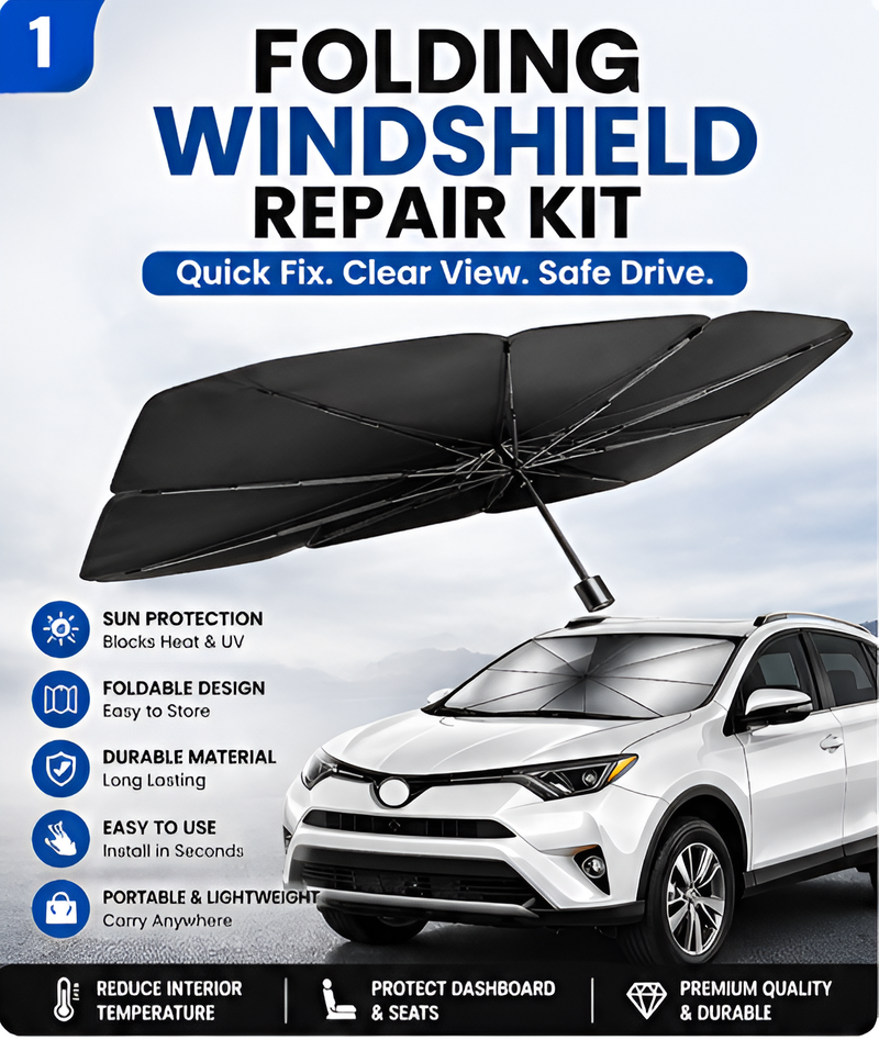 Delizpar Foldable Car Windshield Sun Shade Umbrella | UV Protection Heat Block Front Window Cover