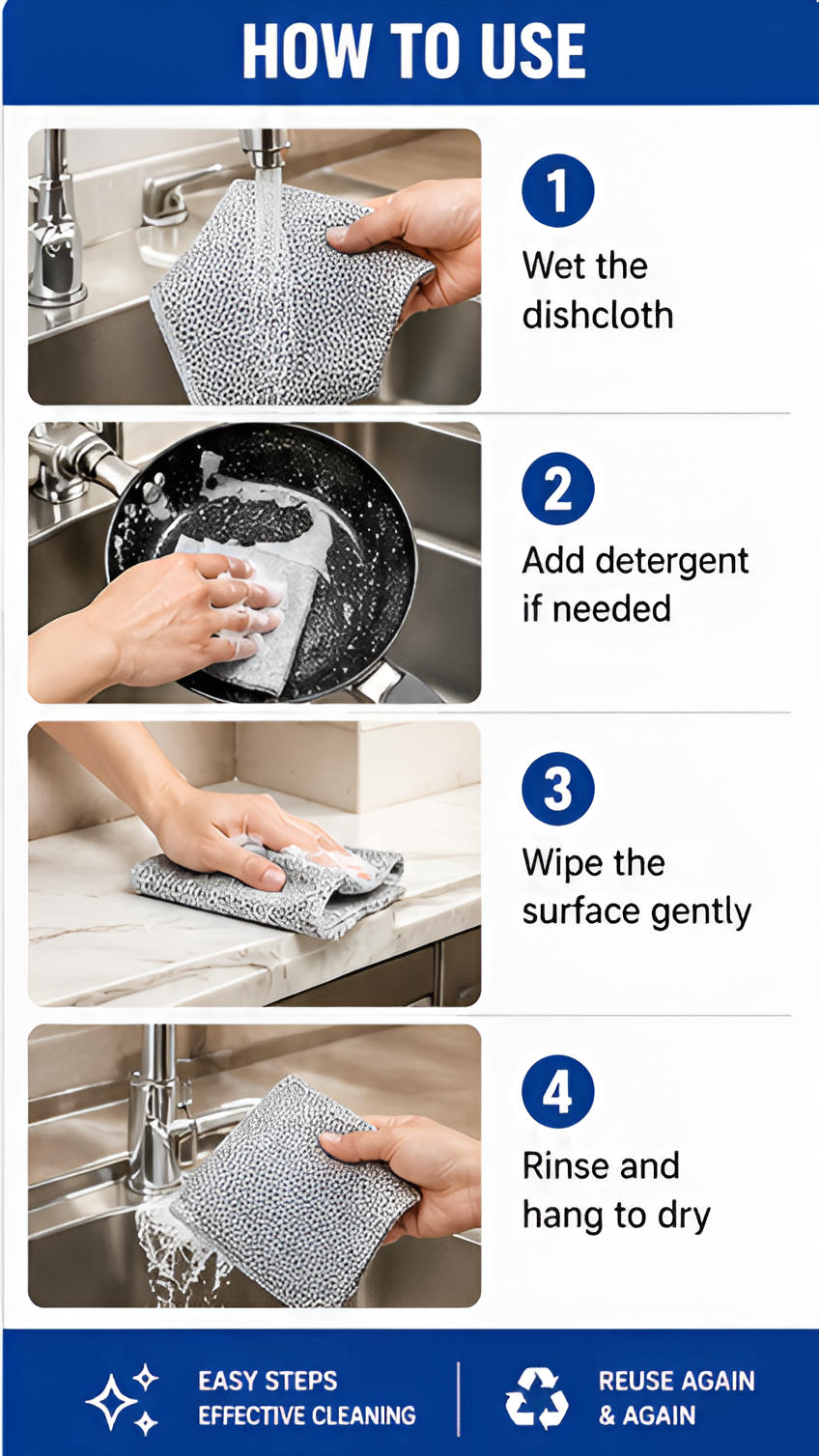Non Scratch Dish Wash Cloth Pack of 20 | Reusable Steel Wire Dishwashing Cleaning Cloth for Kitchen & Cookware