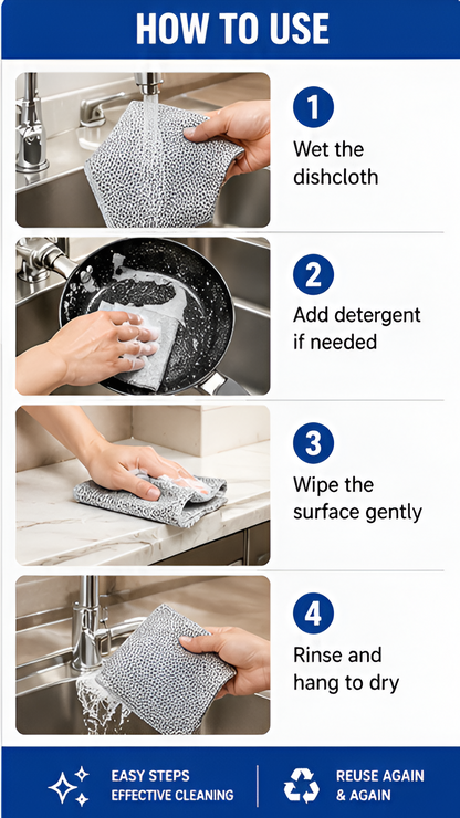 Non Scratch Dish Wash Cloth Pack of 20 | Reusable Steel Wire Dishwashing Cleaning Cloth for Kitchen & Cookware
