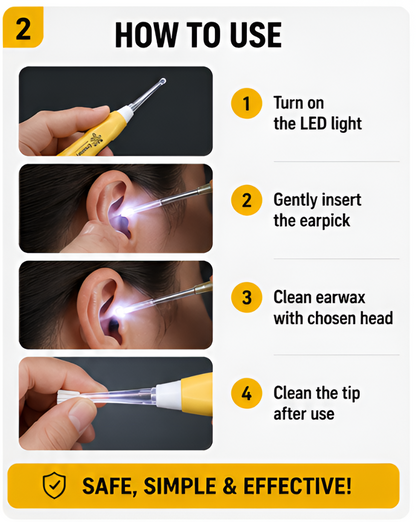 LED Flashlight Ear Pick Set – Reusable Ear Wax Removal Cleaner Kit