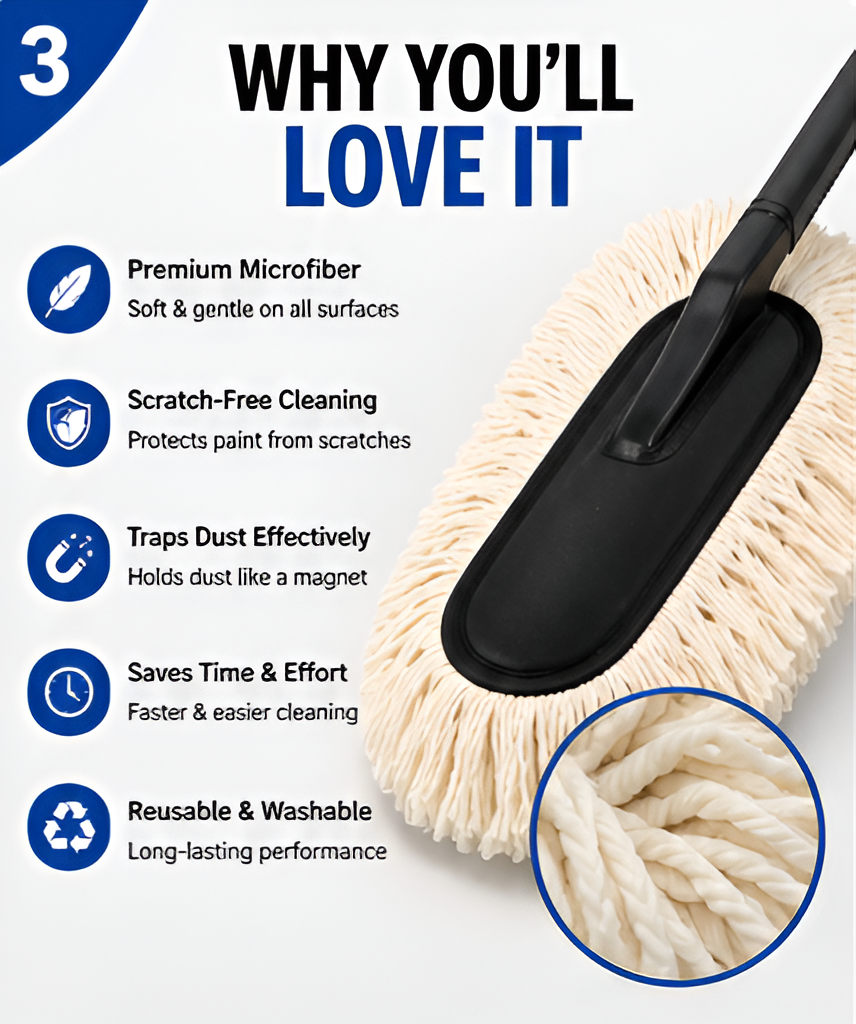 Ultimate Microfiber Car Duster | Scratch-Free Car Cleaning Brush with Soft Microfiber Strands