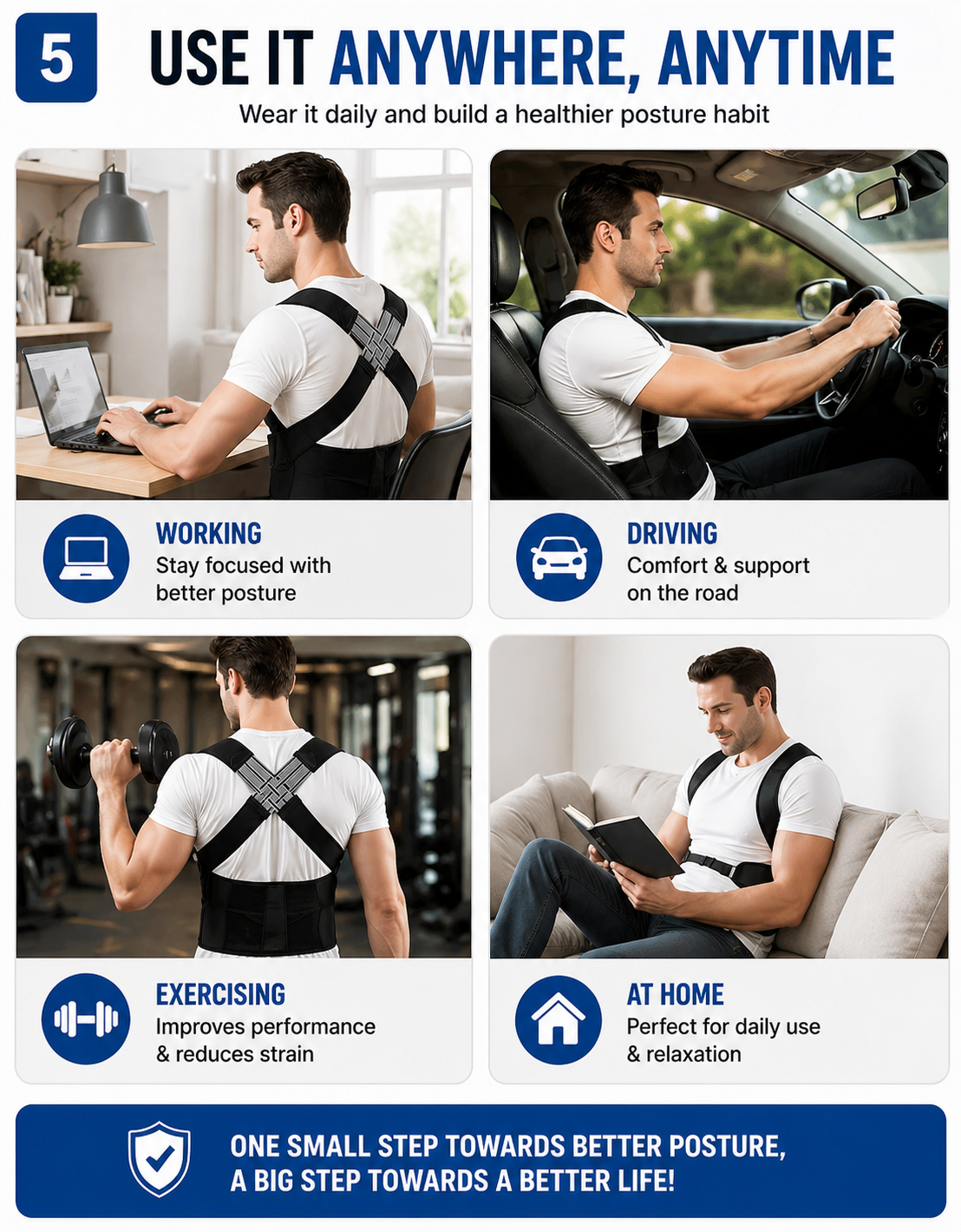Posture Corrector Belt for Men & Women – Back Support & Shoulder Straightener Brace