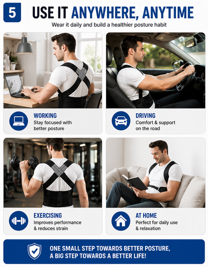 Posture Corrector Belt for Men & Women – Back Support & Shoulder Straightener Brace