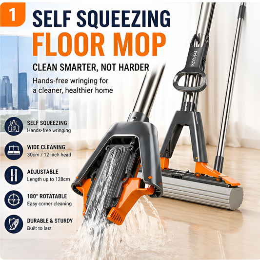 AUMIXX Self Squeeze Floor Mop with Automatic Wringer