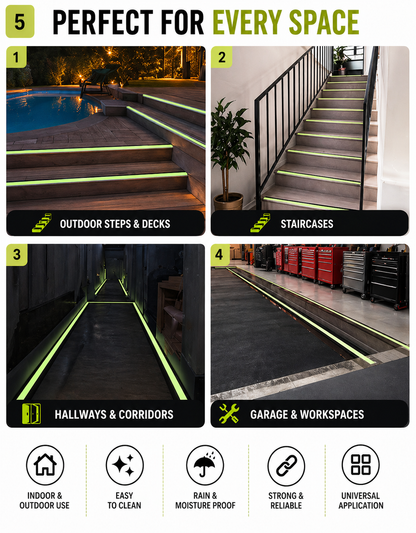 Anti-Slip Glow Safety Grip Tape – Waterproof Radium Adhesive Tape for Stairs, Floors & Walkways