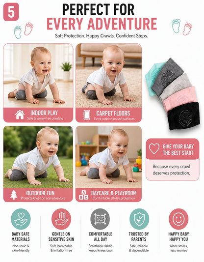 Baby Crawling Knee Protector Pads – 4 Pair Set