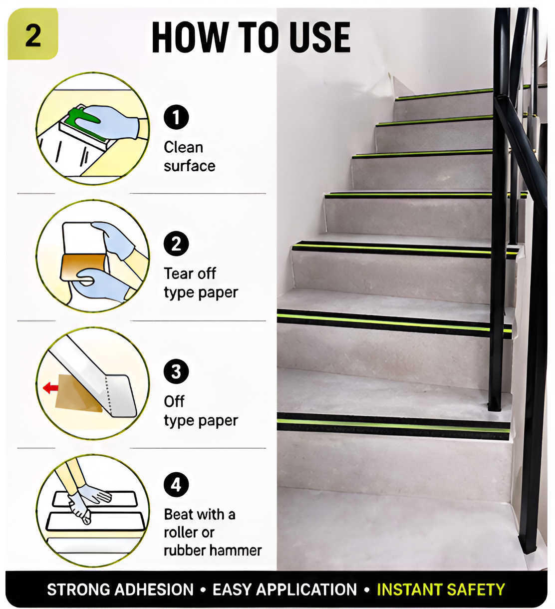 Anti-Slip Glow Safety Grip Tape – Waterproof Radium Adhesive Tape for Stairs, Floors & Walkways