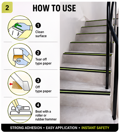 Anti-Slip Glow Safety Grip Tape – Waterproof Radium Adhesive Tape for Stairs, Floors & Walkways