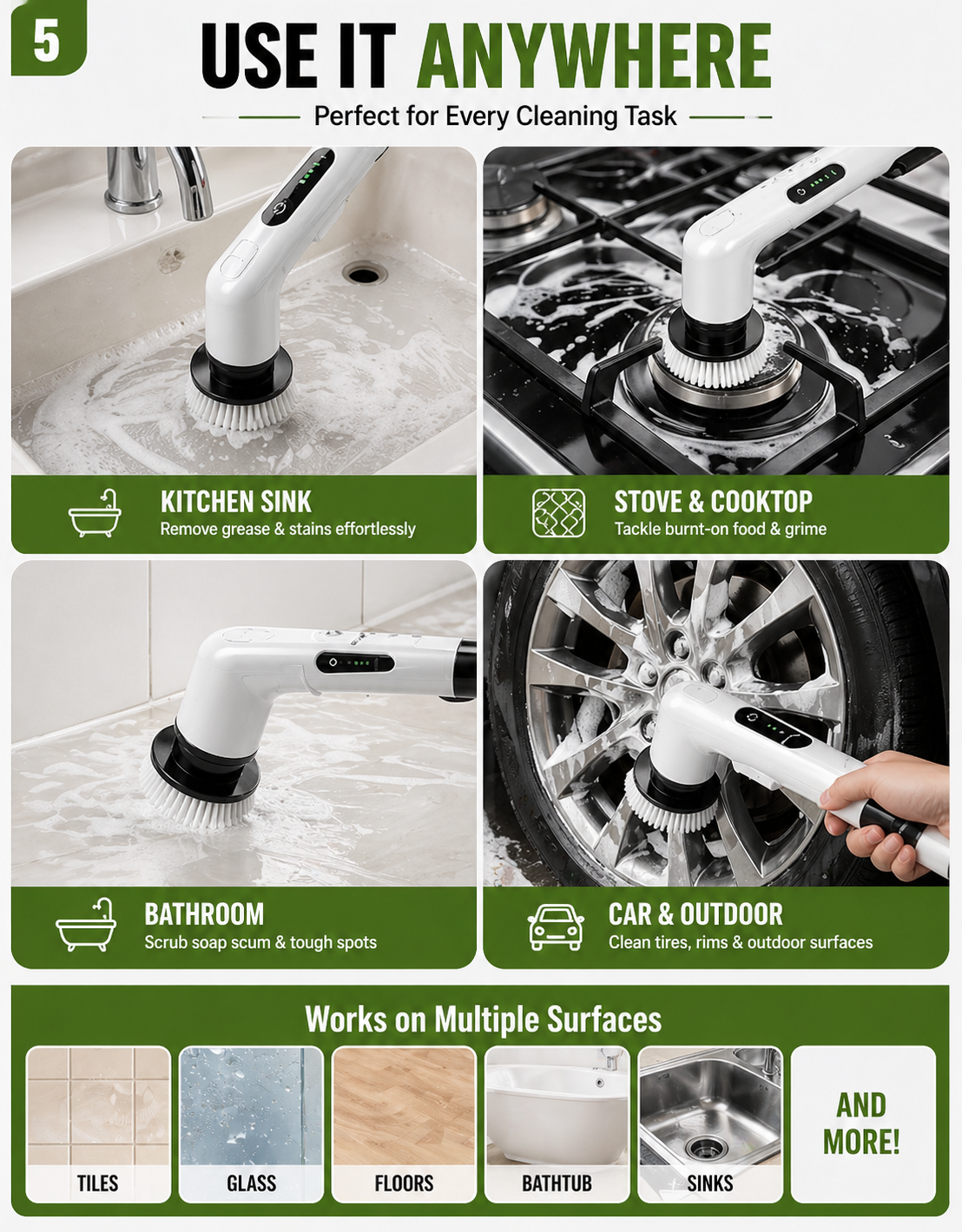 Premium 9-in-1 Electric Spin Scrubber Brush