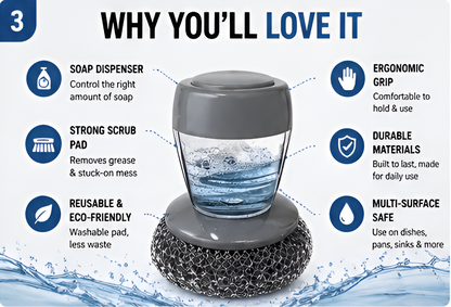 Smart Soap Dispensing Dish Scrub Brush