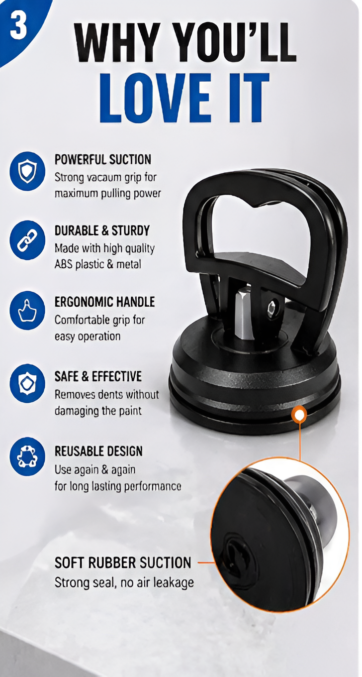 Heavy Duty Car Dent Puller Suction Cup | Paintless Dent Remover Tool for Cars, Bikes & Smooth Surfaces