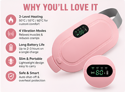 Cordless Period Cramp Relief Heating Pad & Massager for Women | Portable Menstrual Pain Relief Belt