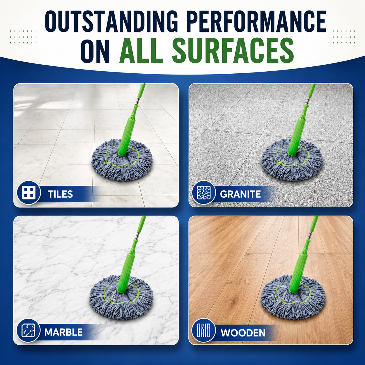 Microfiber Mop Cleaner 360° Rotating Spin Mop with Stainless Steel Handle for Wet & Dry Floor Cleaning | Easy Squeeze Magic Mop for Home & Office (Pack of 1)