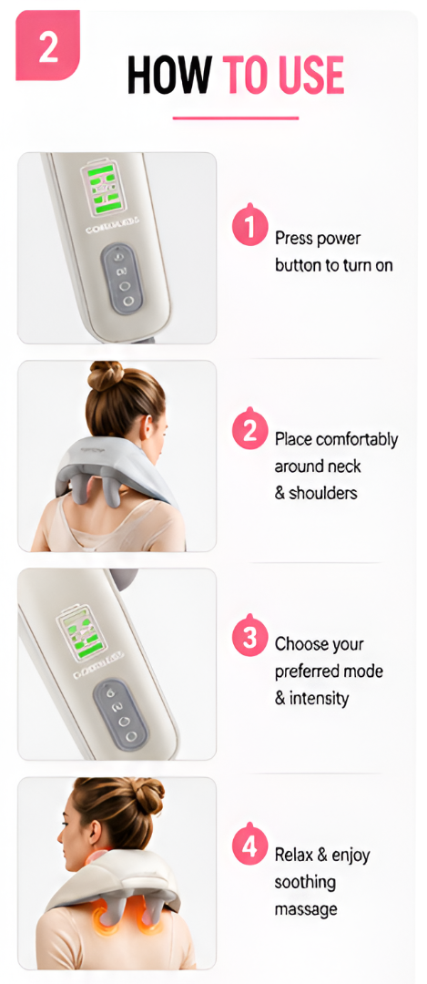 Krishiv Cordless Neck & Shoulder Massager with Heat – Deep Tissue 5D Massage Machine