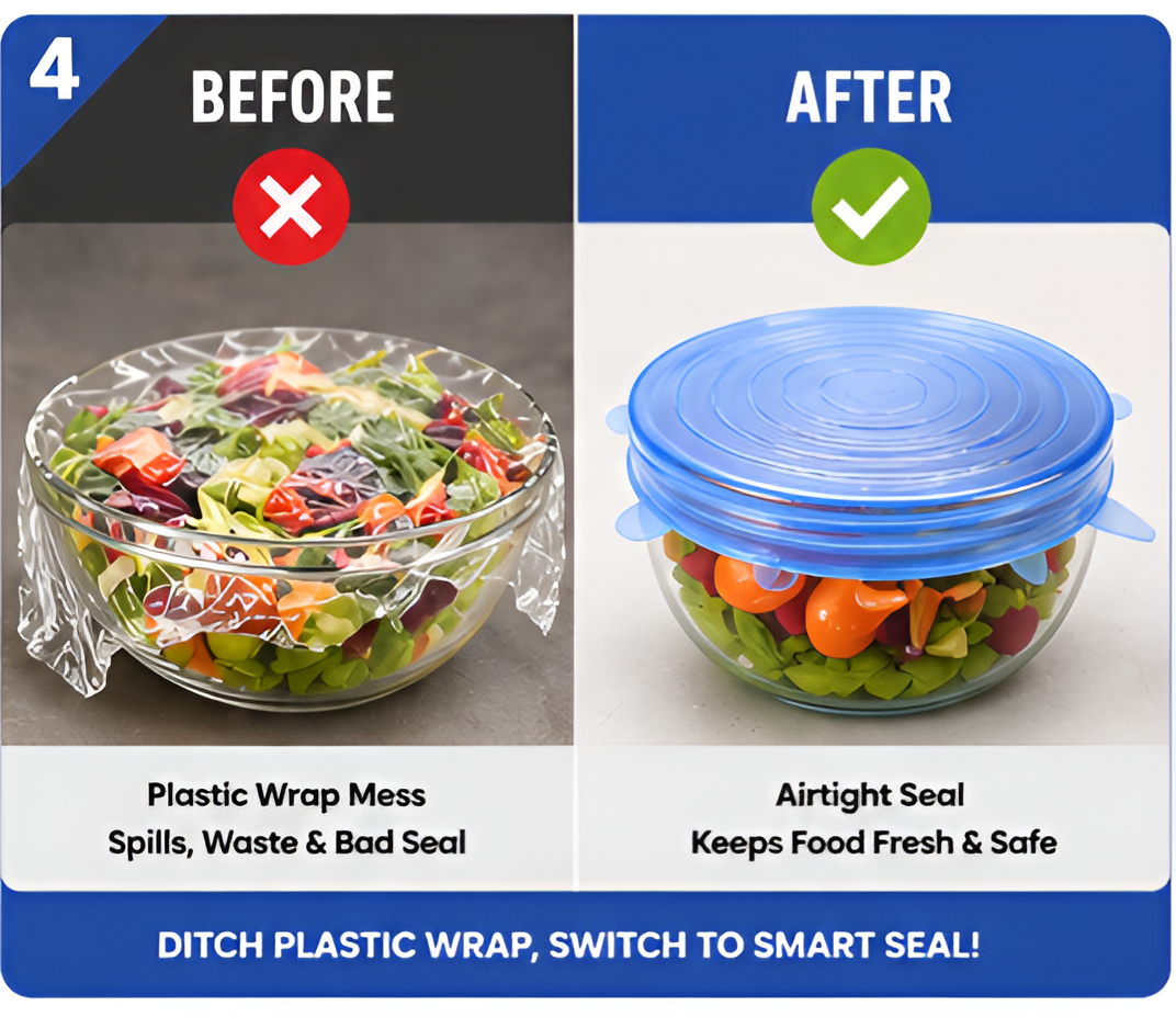 Reusable Silicone Stretch Lids Set of 6 | Airtight Food & Bowl Covers for Kitchen Storage