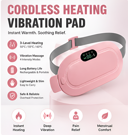 Cordless Period Cramp Relief Heating Pad & Massager for Women | Portable Menstrual Pain Relief Belt