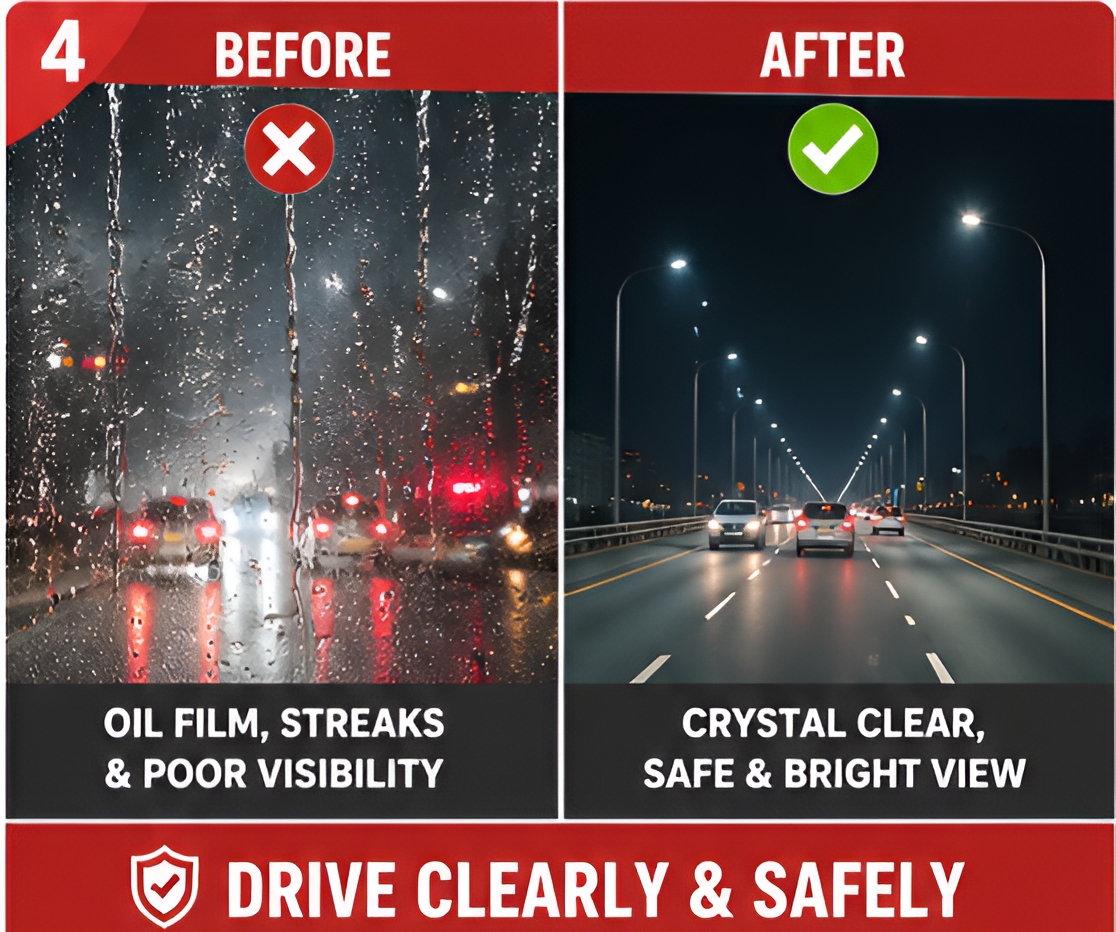 Kshineni Oil Film Cleaning Brush for Car Windshield | Hydrophobic Glass Cleaner & Visibility Enhancer