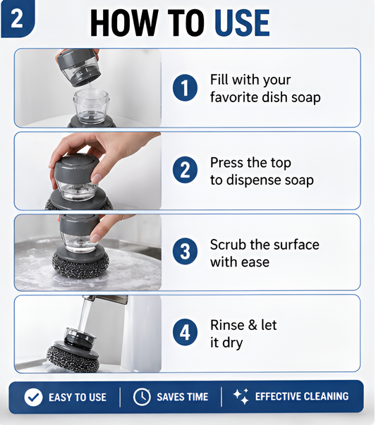 Smart Soap Dispensing Dish Scrub Brush