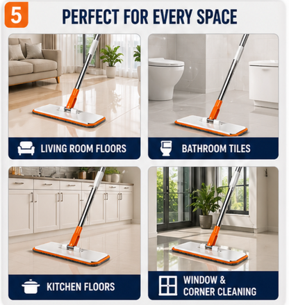 Flat Microfiber Magic Mop – Hands-Free Squeeze Floor Cleaning M