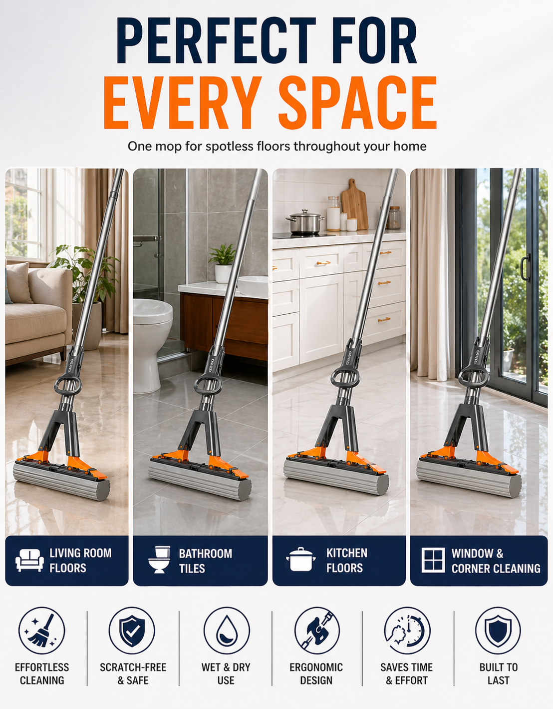AUMIXX Self Squeeze Floor Mop with Automatic Wringer
